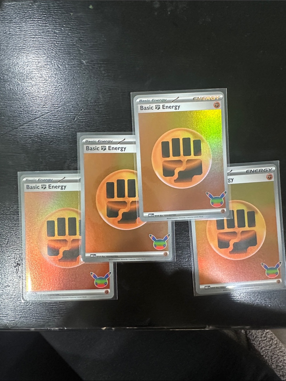 Pokemon 30th Anniversary Orange Holo Fighting Energy Full Art Card - Set of 4